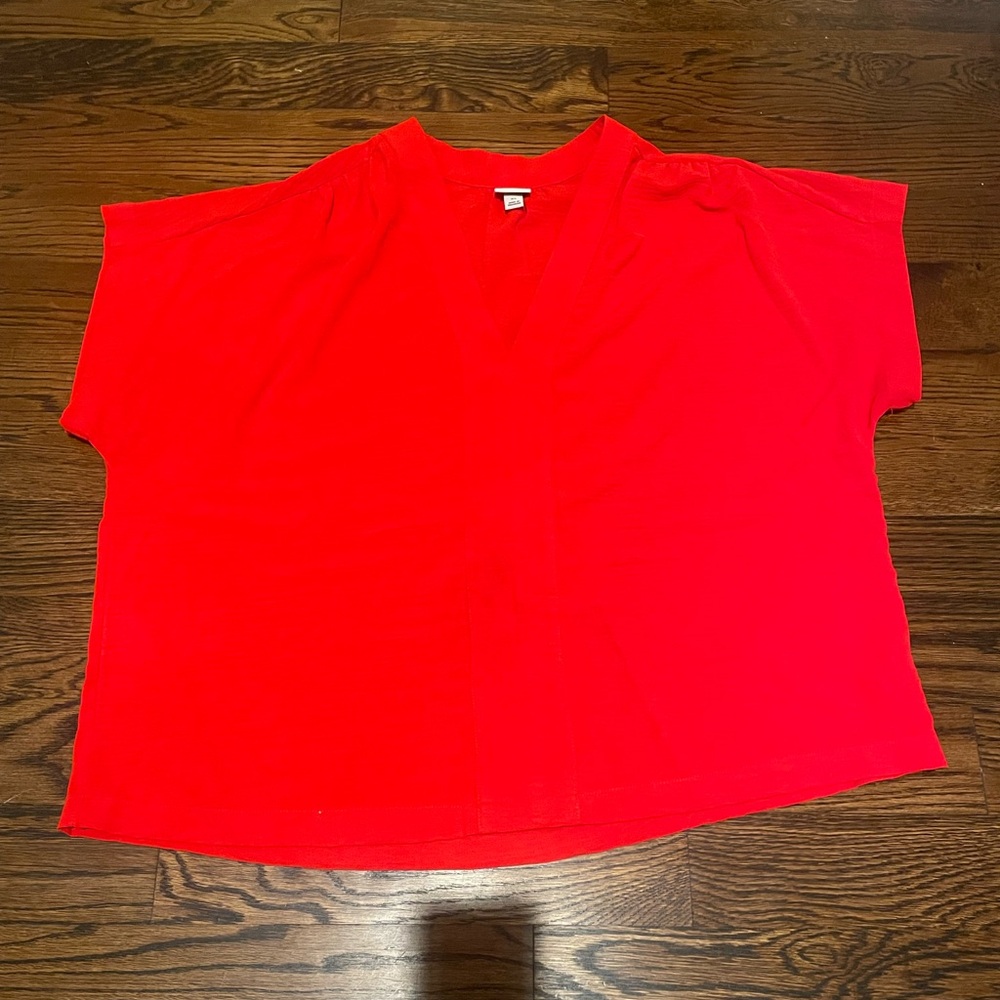Vibrant Orange V-Neck Blouse